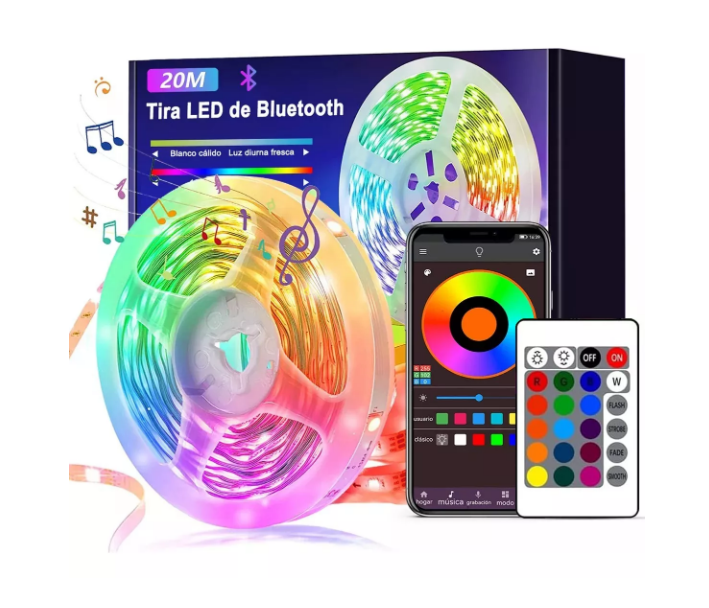 Foto 2 pulgar | Tiras De Led Rgb Color Luces Bluetooth App Control