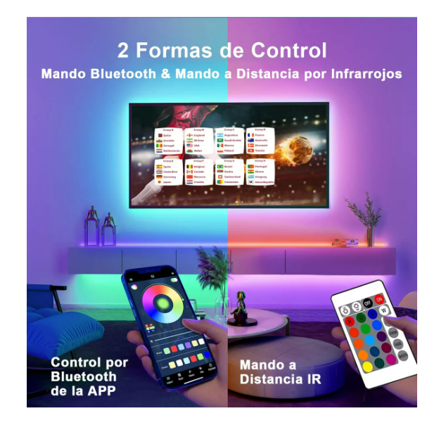 Foto 4 | Tiras De Led Rgb Color Luces Bluetooth App Control