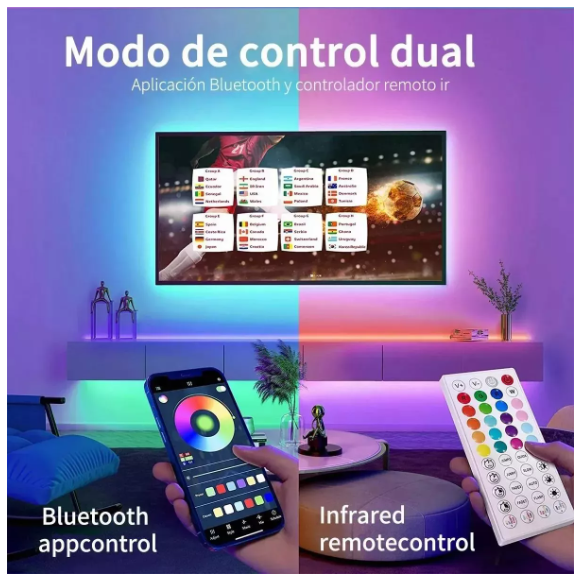 Foto 4 pulgar | Tira De Luces Led Rgb 30m Bluetooth App Control Música Ritmo