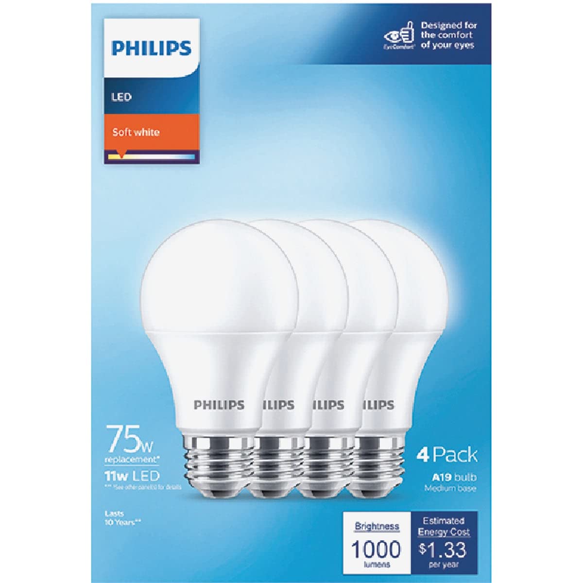 Foto 3 pulgar | Bombilla Led Philips, Regulable, Esmerilada, A19, 11 W (paquete De 4) - Venta Internacional.