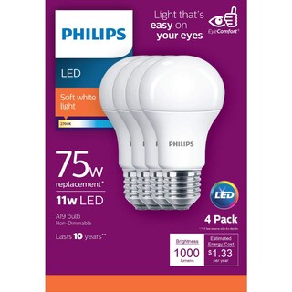 Foto 4 | Bombilla Led Philips, Regulable, Esmerilada, A19, 11 W (paquete De 4) - Venta Internacional.