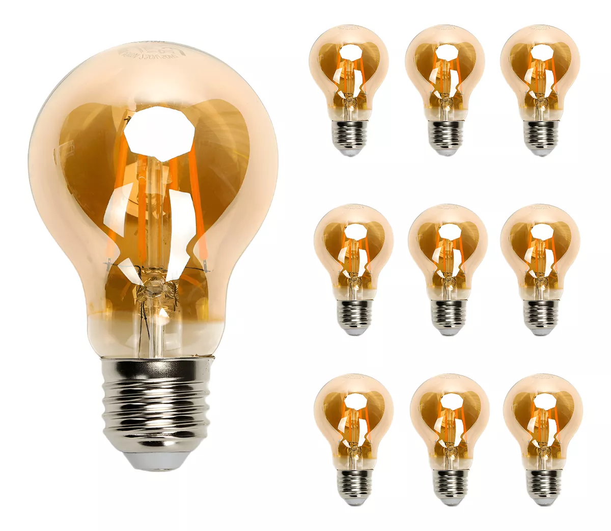 Foto 1 | Lampara Foco Vintage Led Ahorrador E27 A60 6w 10pcs Aigostar