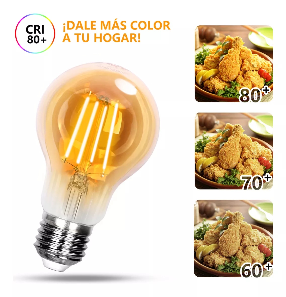 Foto 3 pulgar | Lampara Foco Vintage Led Ahorrador E27 A60 6w 10pcs Aigostar