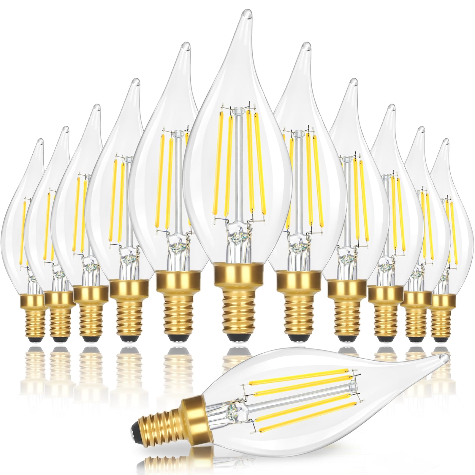 Bombillas Led Gobright E12 Tipo Candelabro, 4 W, 460 Lm, 5000 K, Paquete De 12 - Venta Internacional.