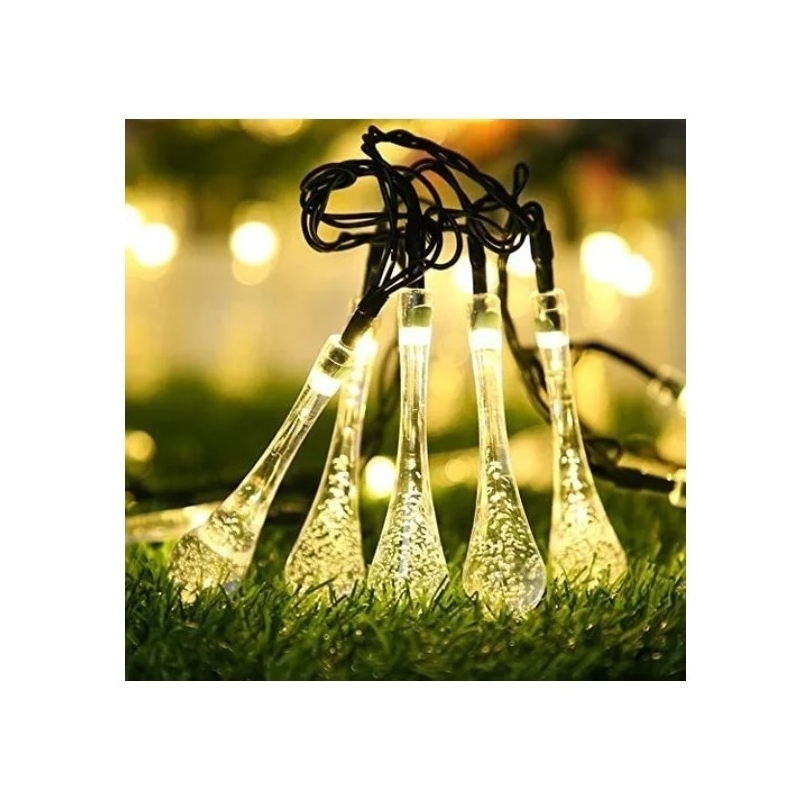 Guirnalda Solar Fairy Drops De 30 Luces Led De 7 M Con Panel Solar, Paquete De 2 Unidades - Venta Internacional.