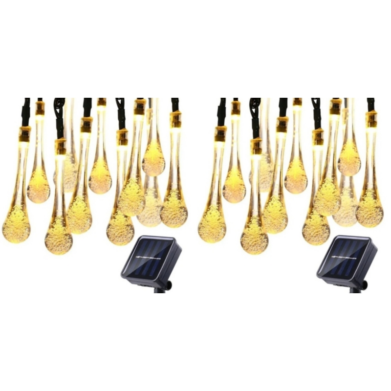 Foto 3 pulgar | Guirnalda Solar Fairy Drops De 30 Luces Led De 7 M Con Panel Solar, Paquete De 2 Unidades - Venta Internacional.