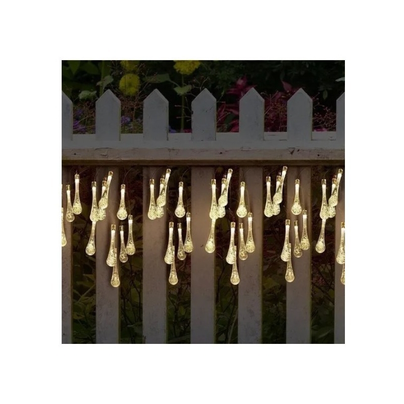 Foto 4 pulgar | Guirnalda Solar Fairy Drops De 30 Luces Led De 7 M Con Panel Solar, Paquete De 2 Unidades - Venta Internacional.