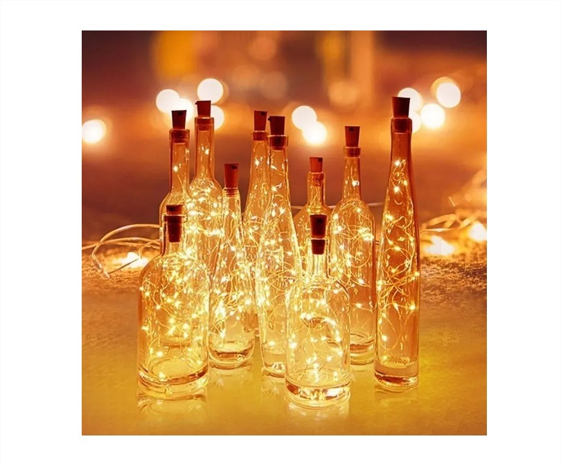 Foto 4 | Juego De 10 Guirnaldas De Luces De Corcho Con Microled De Alambre, Color Blanco Cálido - Venta Internacional.