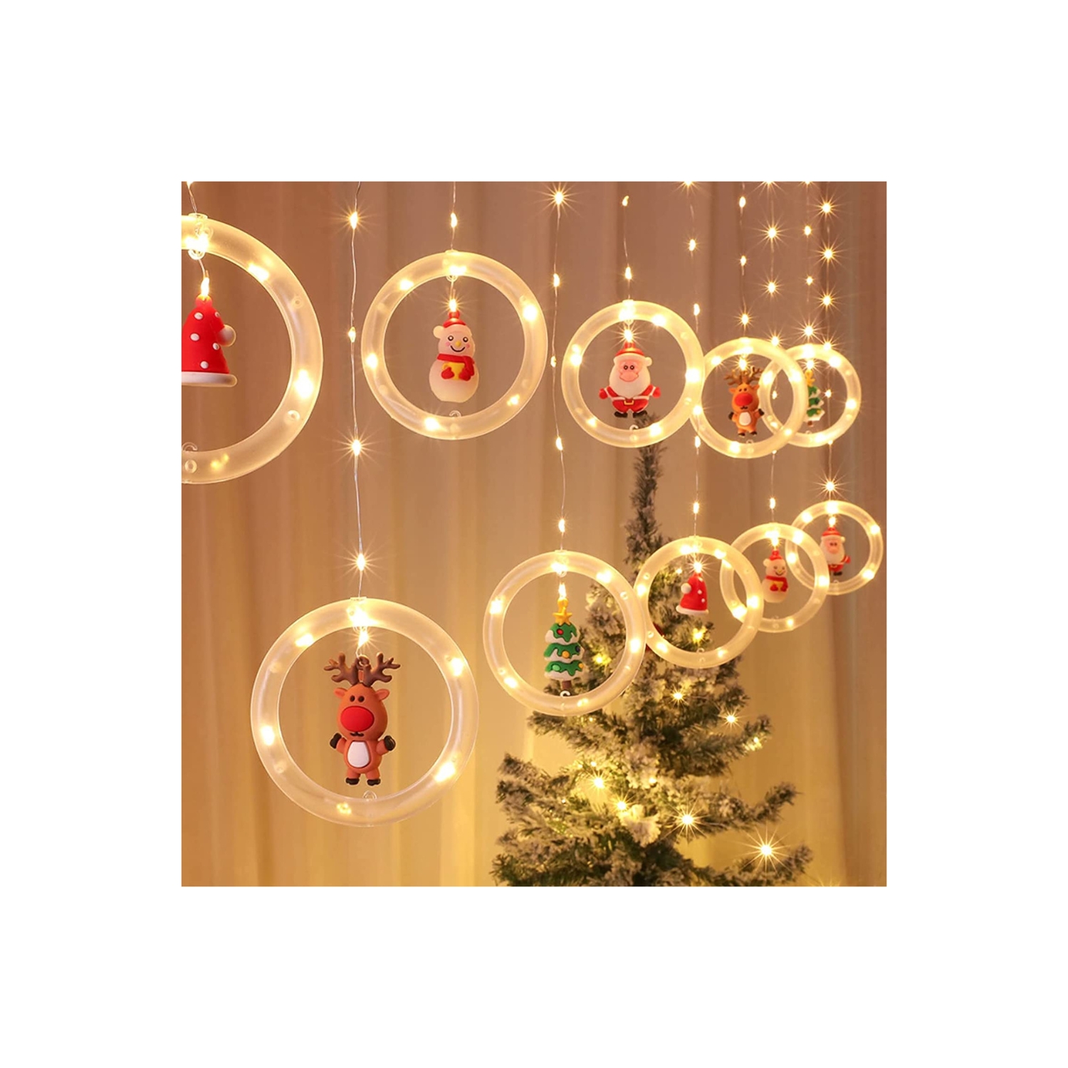 Foto 1 | Guirnalda Solar Con Forma De Aro Navideño, Luz Cálida, 110 Luces Led - Venta Internacional.