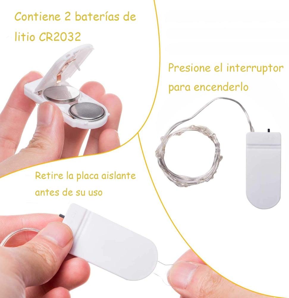 Foto 3 pulgar | Guirnalda Led Fairy Lights De 2 Metros Con Pilas Incluidas - Venta Internacional.