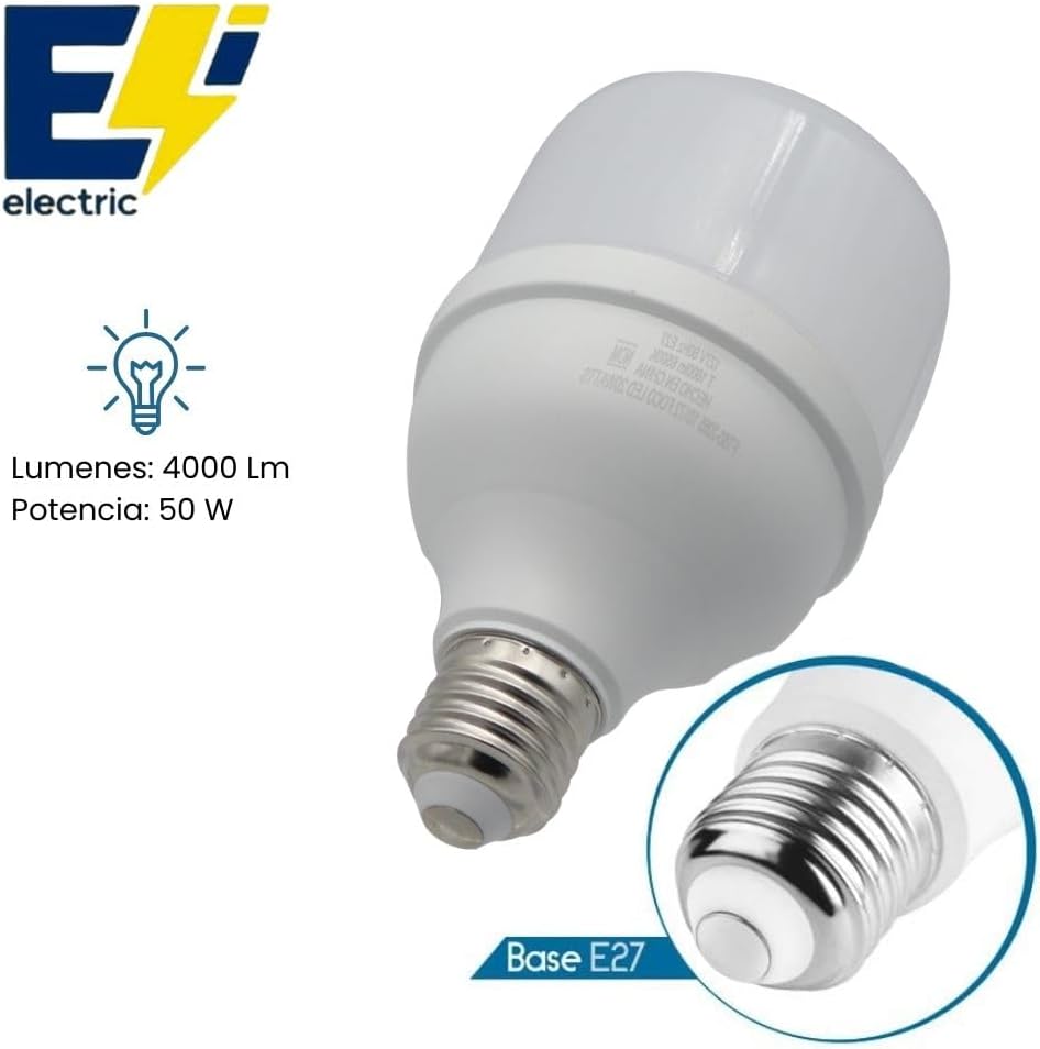 Foto 3 | Electri Foco Led Tipo T 50w Luz Blanca Fría 6500k, 4000 Lúmenes
