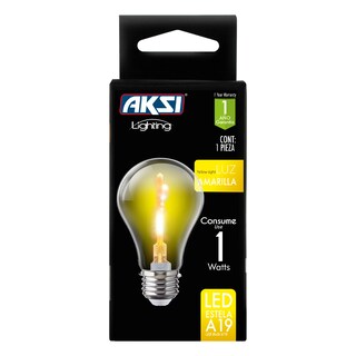 Foto 2 | Pack De 6 Focos Led Aksi 1w A19 Estela De Luz Base E27 Amarillo
