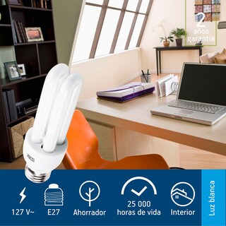 Foto 4 | Pack De 25 Focos Ahorradores Aksi 9w Barra 2u Base E27 Luz Blanca