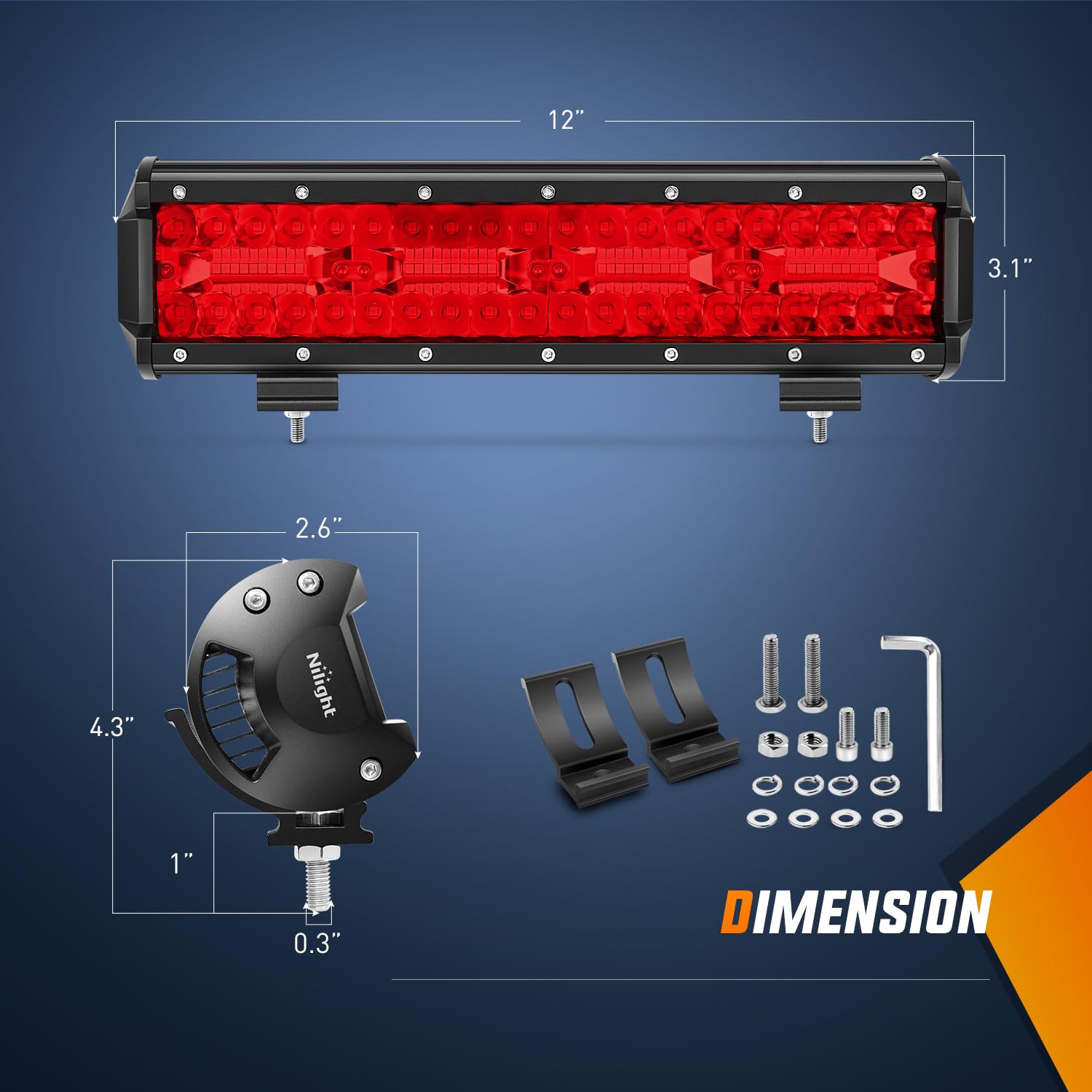 Foto 3 pulgar | Barra De Luces Led Nilight, 30 Cm, 240 W, Color Rojo, Triple Hilera, Spot Flood - Venta Internacional.