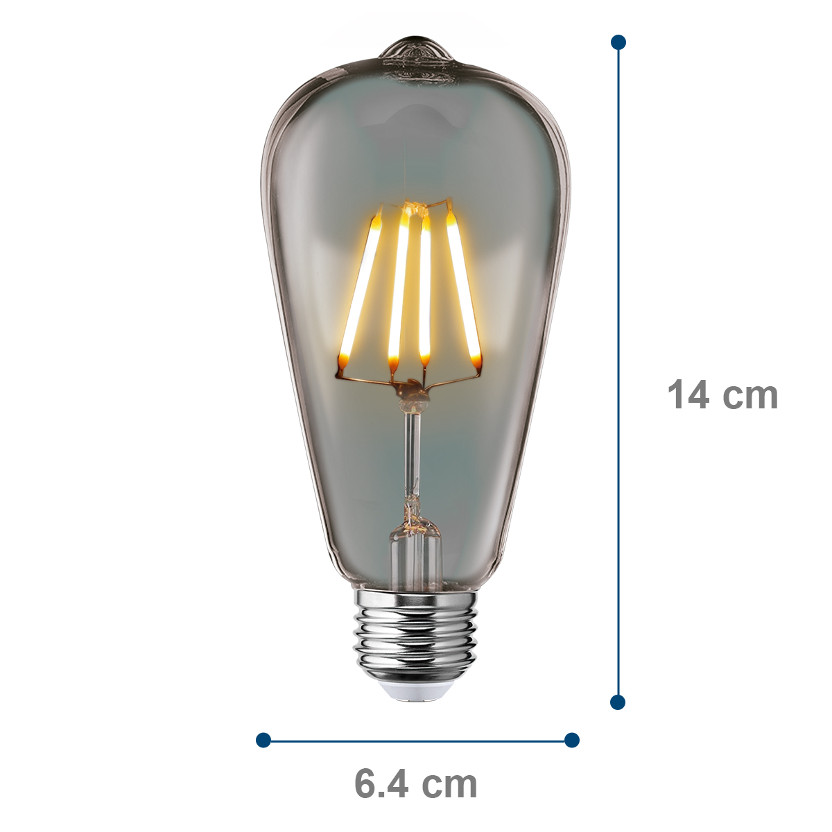 Foto 2 | Pack De 4 Focos Led Vintage Aksi 5w Mazorca Smoke Dimeable Luz Cálida