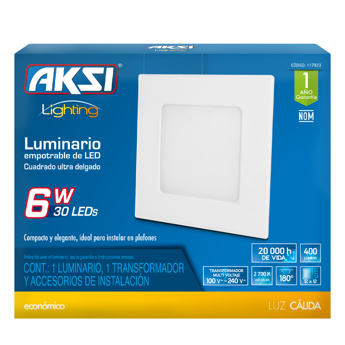 Foto 4 pulgar | Pack De 6luminarios Led Aksi 6w Empotrable Cuadrado Ultra Delgado