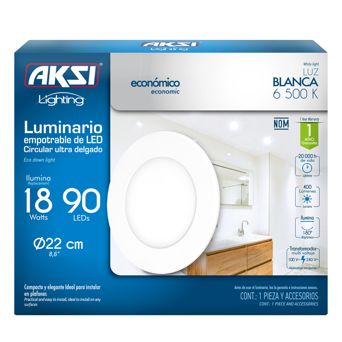 Foto 3 pulgar | Pack De 6luminarios Led Aksi 18w Empotrable Circular Ultra Delgado