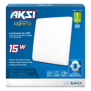 Foto 1 | Pack De 6luminarios Led Aksi 15w 2 En 1 Cuadrado Luz Blanca