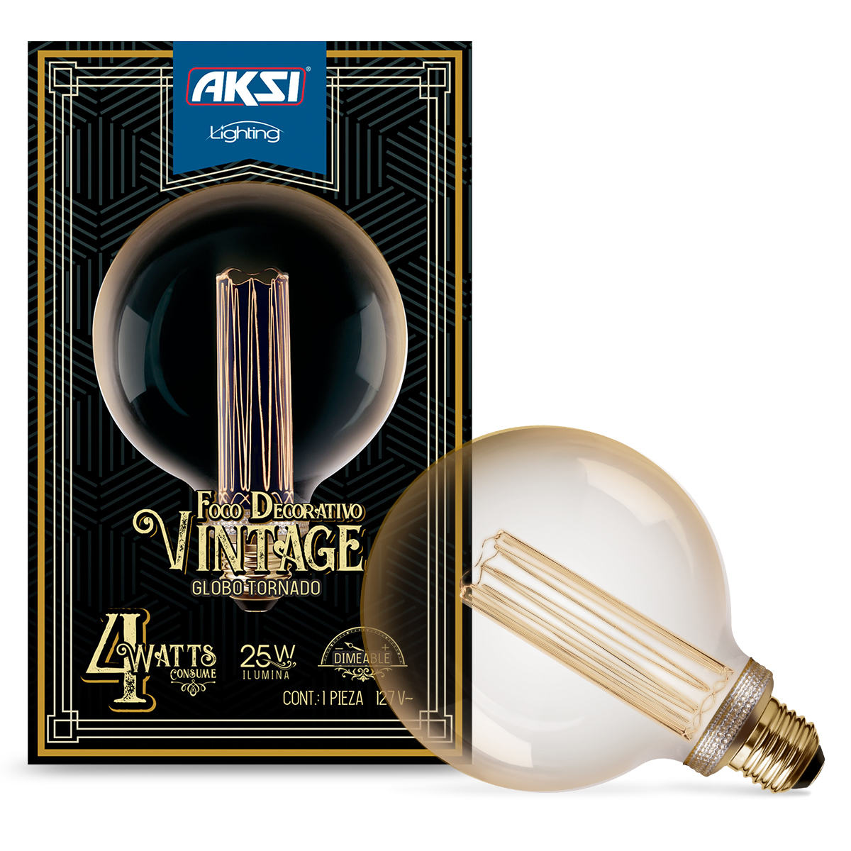 Foto 5 pulgar | Pack De 6 Focos Led Vintage Aksi 4w Globo Tornado Dimeable Luz Cálida