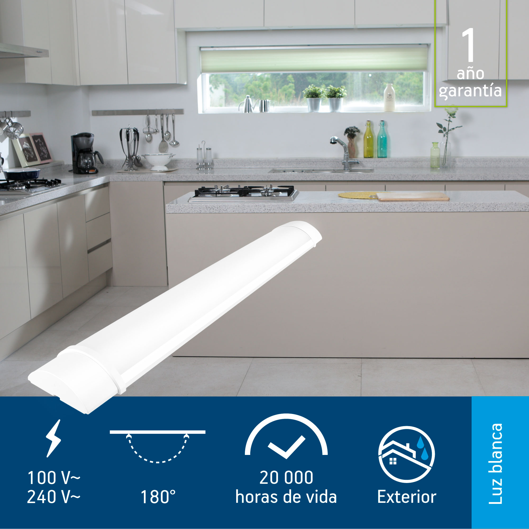 Foto 5 pulgar | Pack De 4 Luminarios Led Aksi 36w De Sobreponer Ip65 120 Cm Luz Blanca