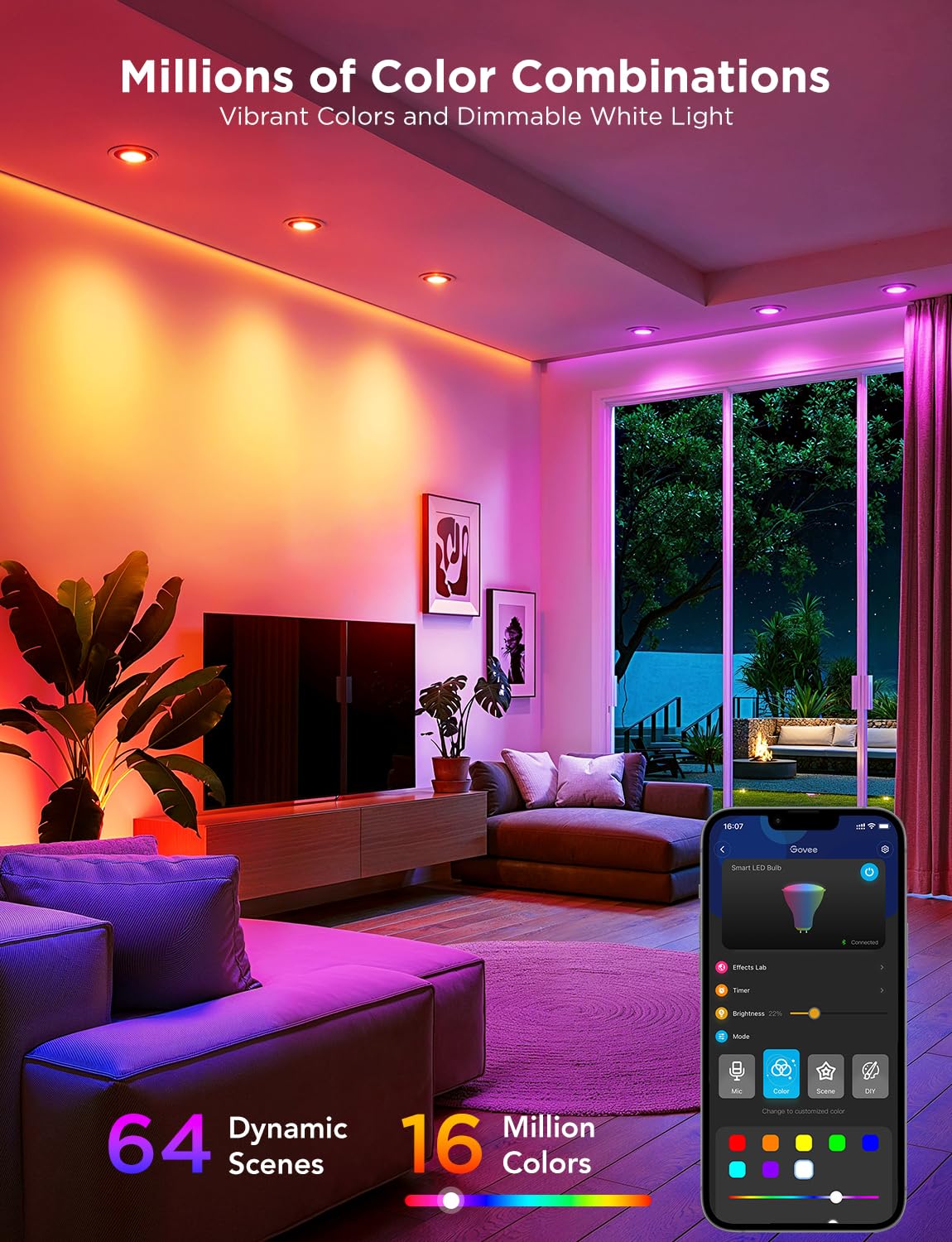 Foto 3 pulgar | Bombilla Led Inteligente Govee Gu10 Mr16 Rgbww Regulable 400 Lm, Paquete De 4 - Venta Internacional.