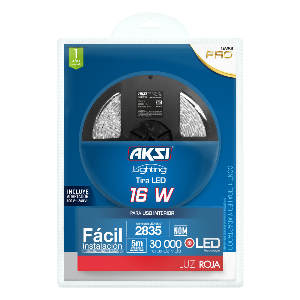 Foto 2 pulgar | Pack De 4 Tiras Led Aksi 16w Para Interior 5m Rojo