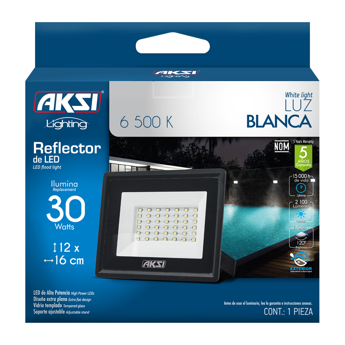 Foto 5 pulgar | Pack De 2 Reflectores Aksi 30w Ip65 Luz Blanca