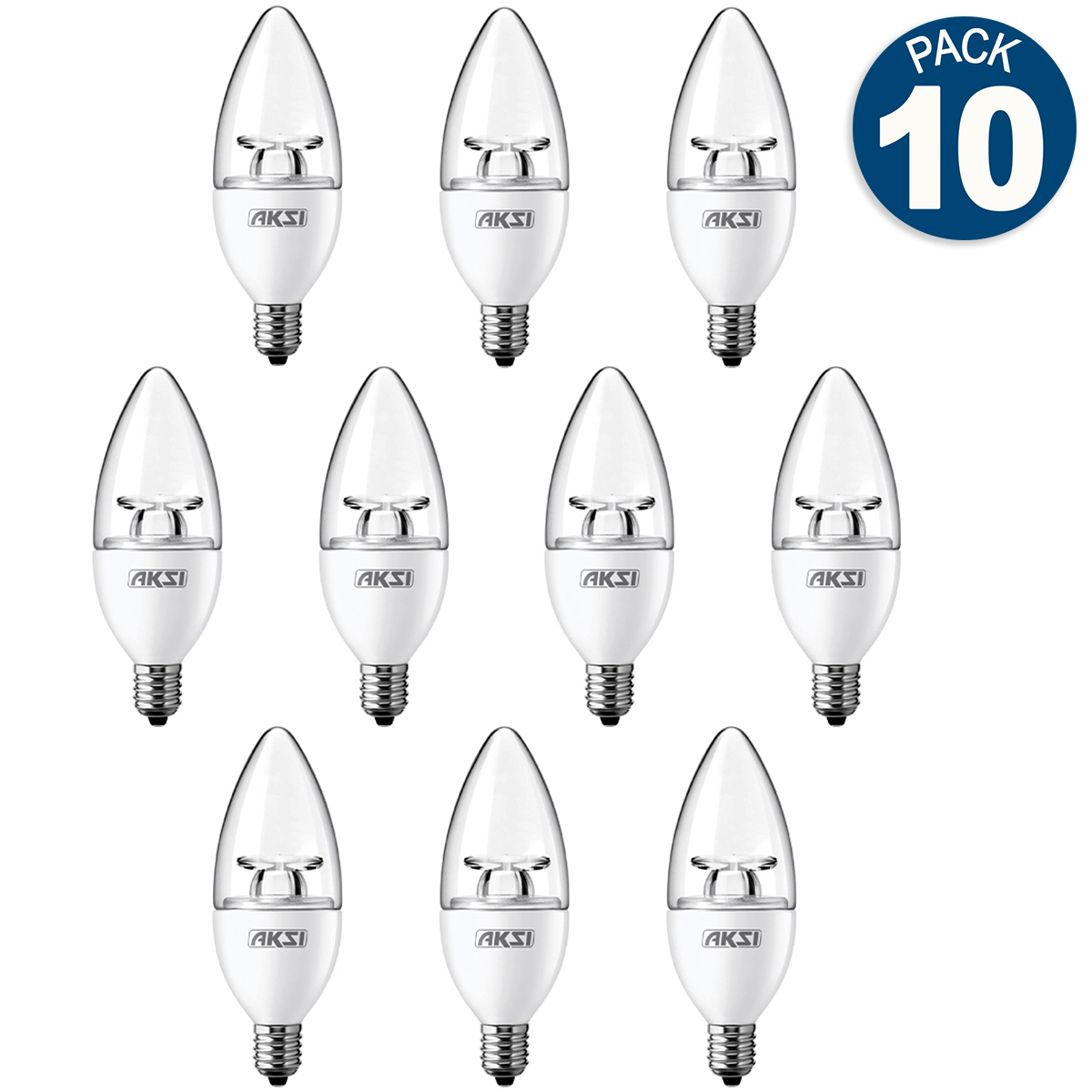 Pack De 10 Focos Led Aksi 4w Vela Base E12 Luz Cálida