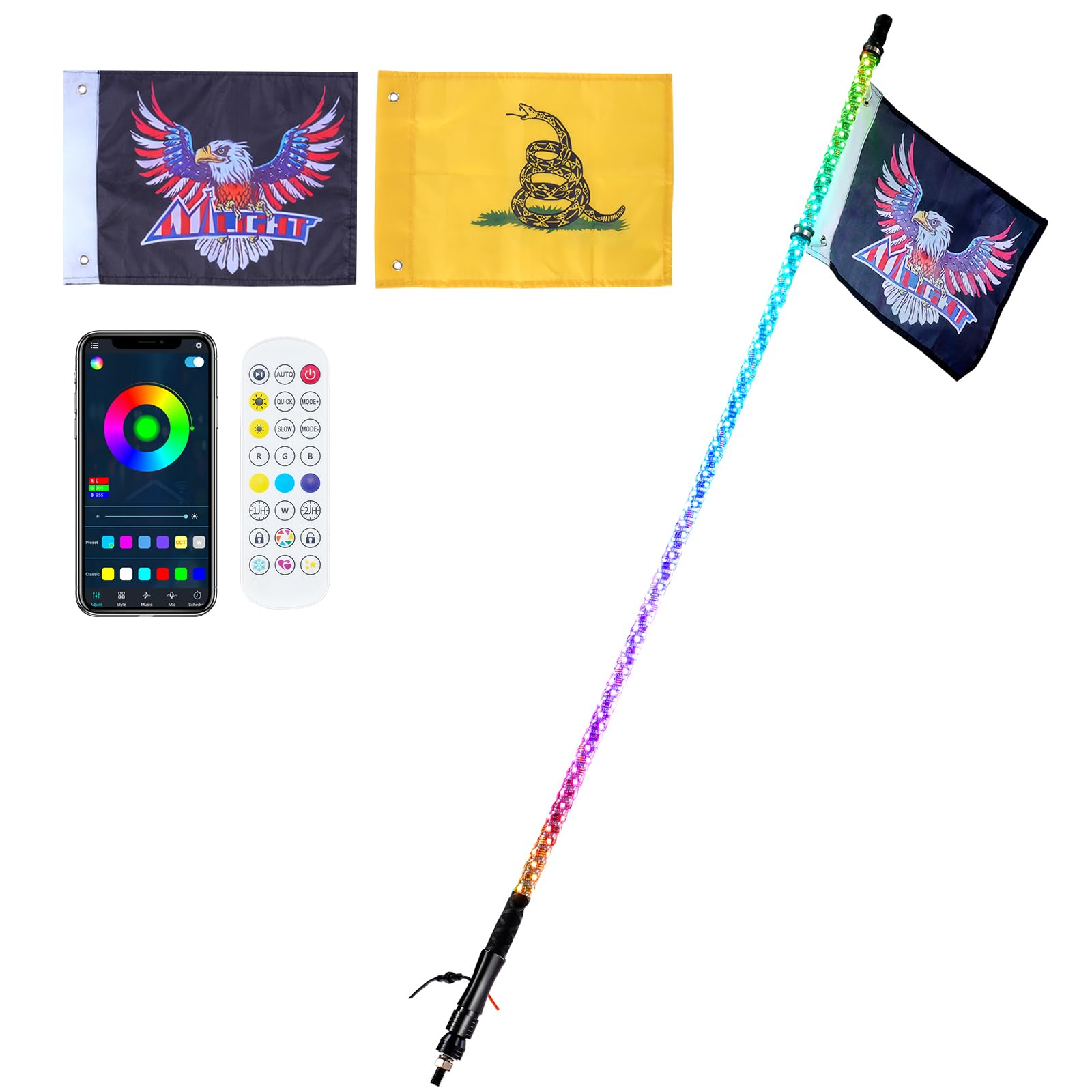 Foto 2 pulgar | Whip Light Vevor 1 Pc De 1 M Con App Y Control Remoto Rf Rgb - Venta Internacional.