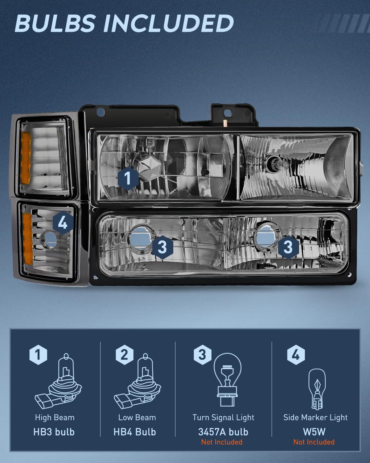 Foto 3 pulgar | Conjunto De Faros Nilight Para Chevy Silverado 1994-1998 - Venta Internacional.