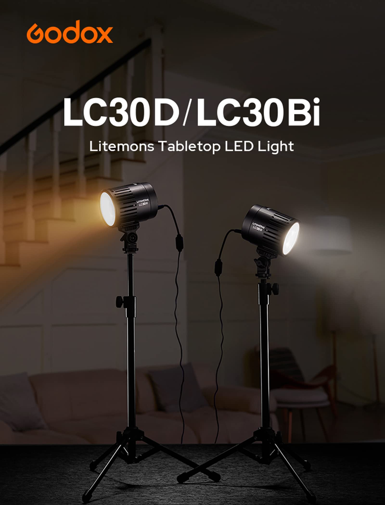 Foto 3 pulgar | Lámpara Led De Sobremesa Godox Lc30bi 3200k-5600k Bicolor - Venta Internacional.