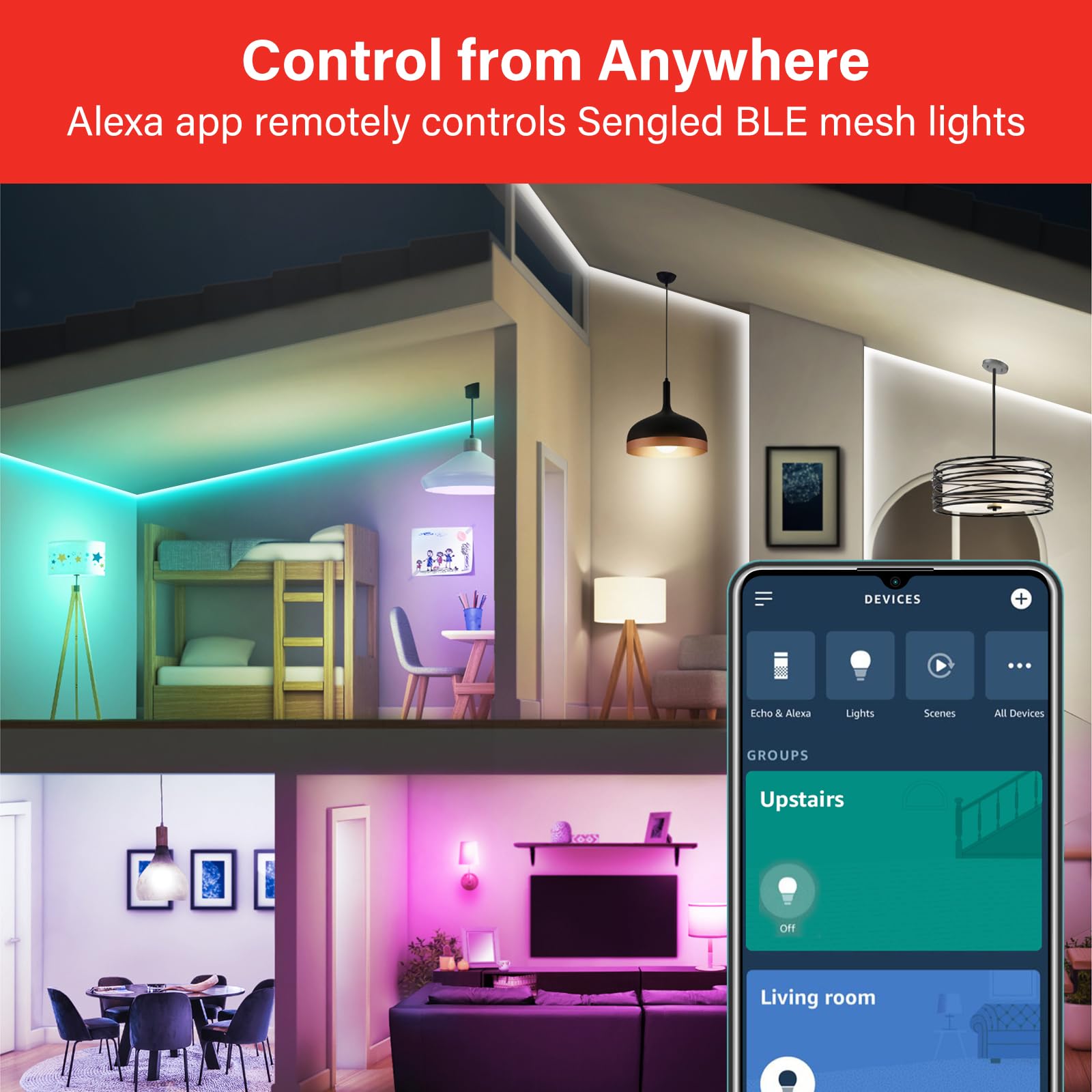 Foto 6 pulgar | Bombilla Inteligente Sengled Alexa/Bluetooth A19 Cambia de Color - Venta Internacional