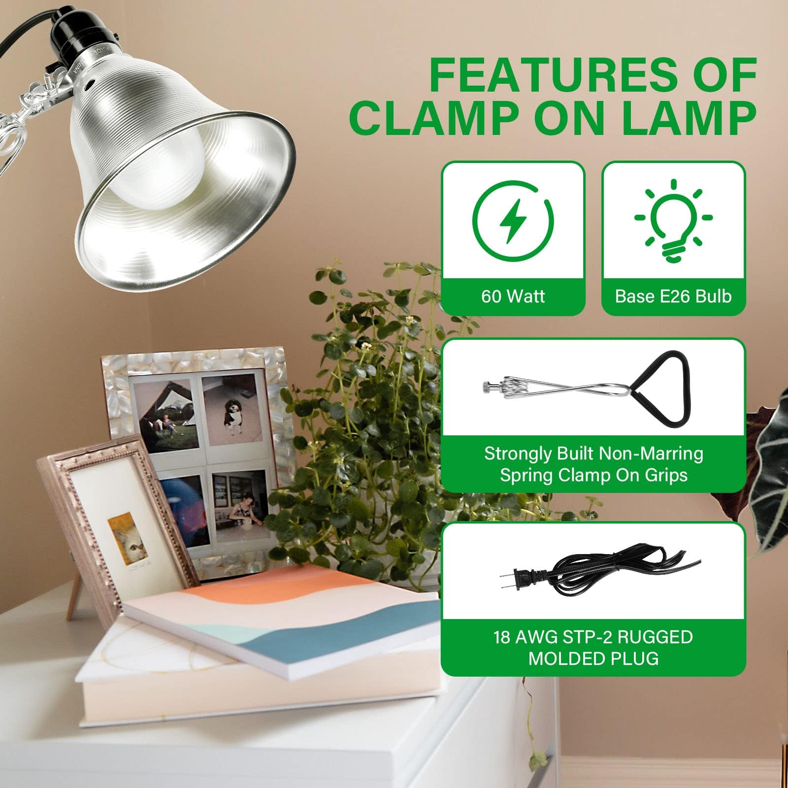Foto 6 pulgar | Lámpara Clamp Simple Deluxe De 60 W Con Reflector De Aluminio De 14 Cm - Venta Internacional.