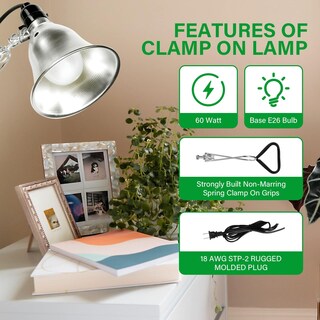 Foto 5 | Lámpara Clamp Simple Deluxe De 60 W Con Reflector De Aluminio De 14 Cm - Venta Internacional.