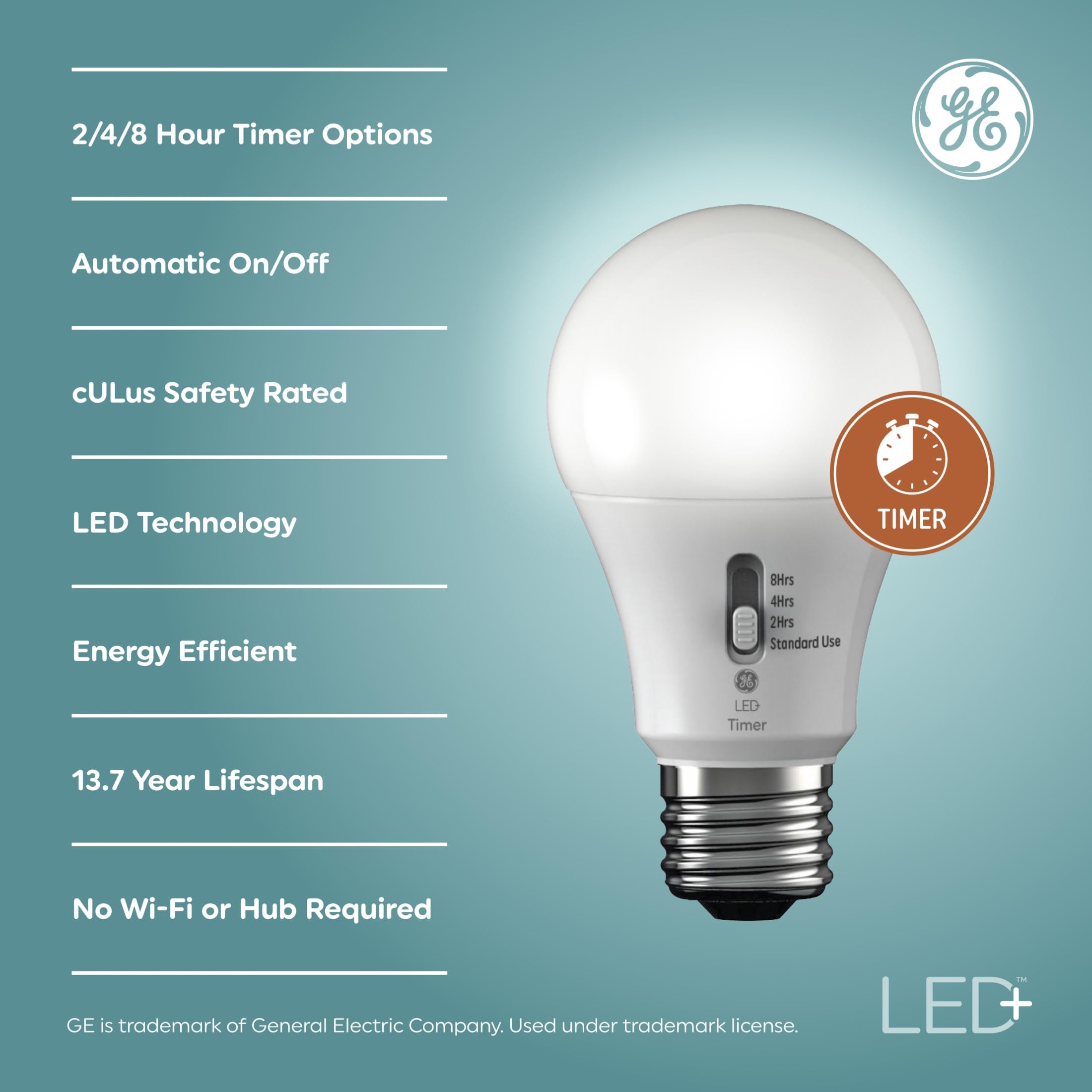 Foto 3 pulgar | Bombilla Led Ge Led+ Timer A19 De 8 W, Color Blanco Suave (1 Paquete) - Venta Internacional.
