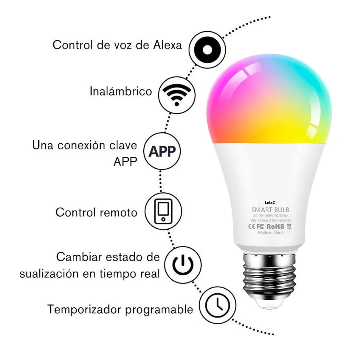 Foto 5 | 4 Focos Led Inteligente Rgbcw Wifi Ajustable Multicolor 12 W Lab.g Blanco