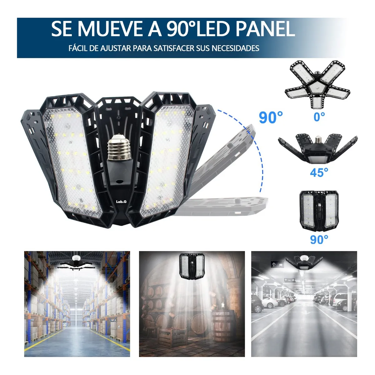 Foto 3 pulgar | Foco Led Dirigible 5 Aspas 120w Potente Tipo / Industrial Lab.g Negro