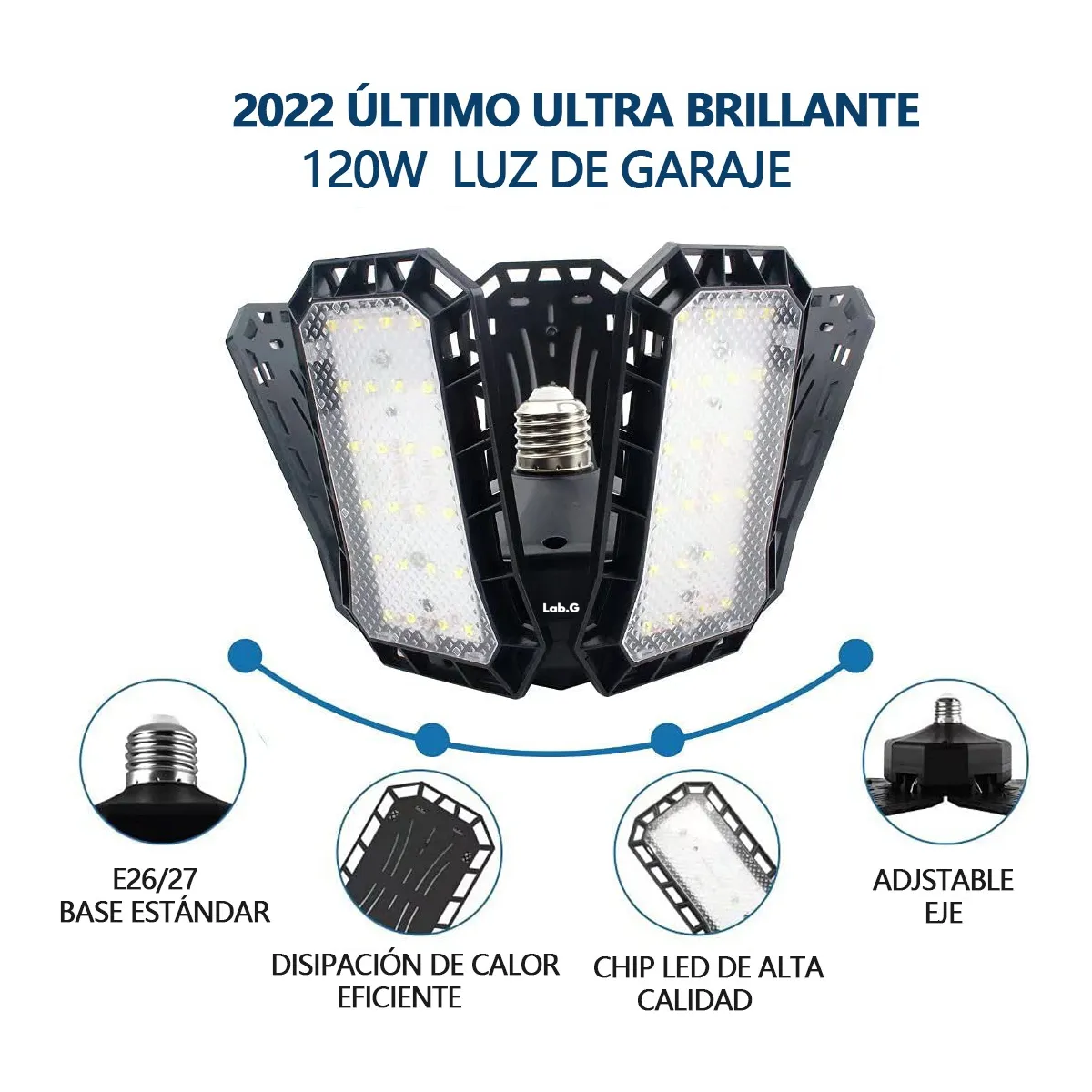 Foto 3 | Foco Led Dirigible 5 Aspas 120w Potente Tipo / Industrial Lab.g Negro