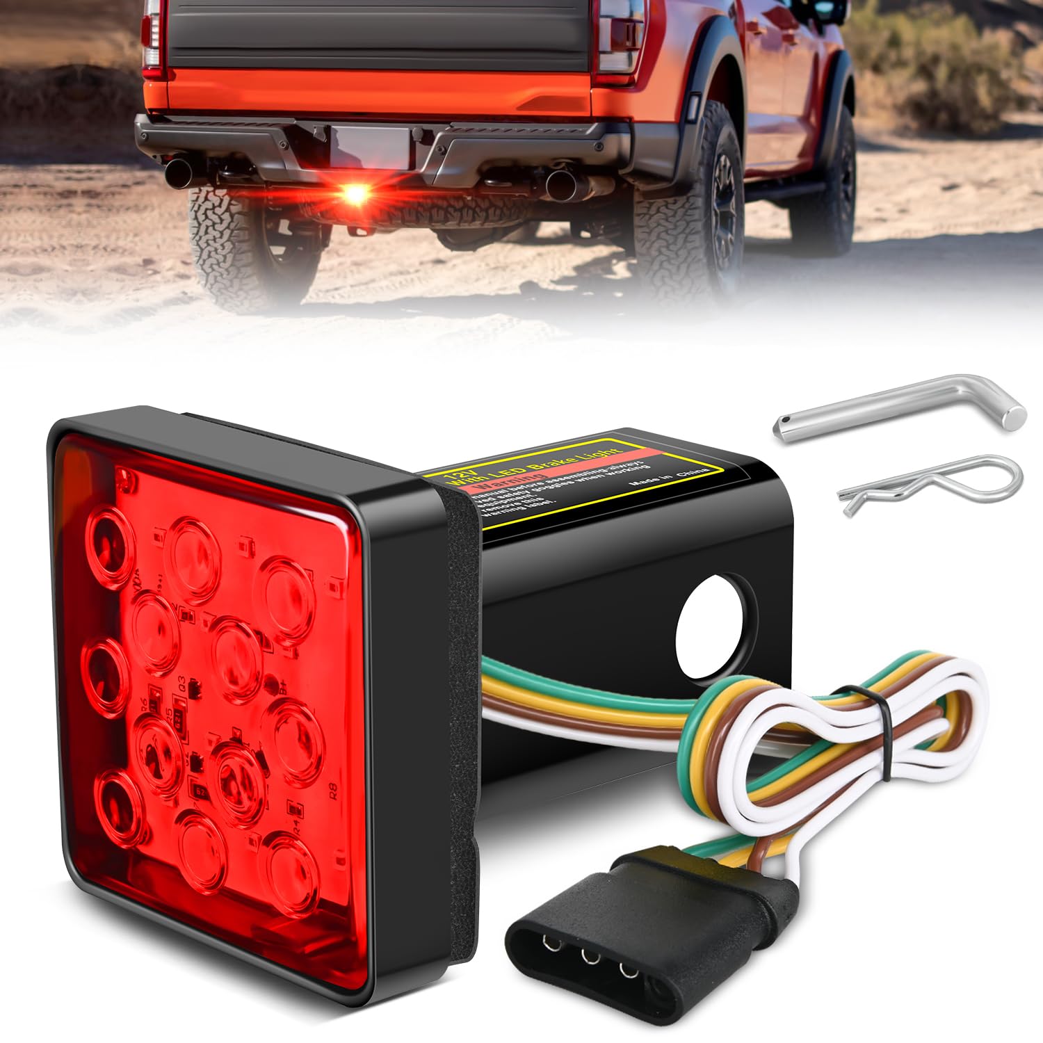 Foto 2 pulgar | Funda Led Para Enganche De Remolque, Luz De Freno, Lente Roja Cuadrada, Nilight - Venta Internacional.