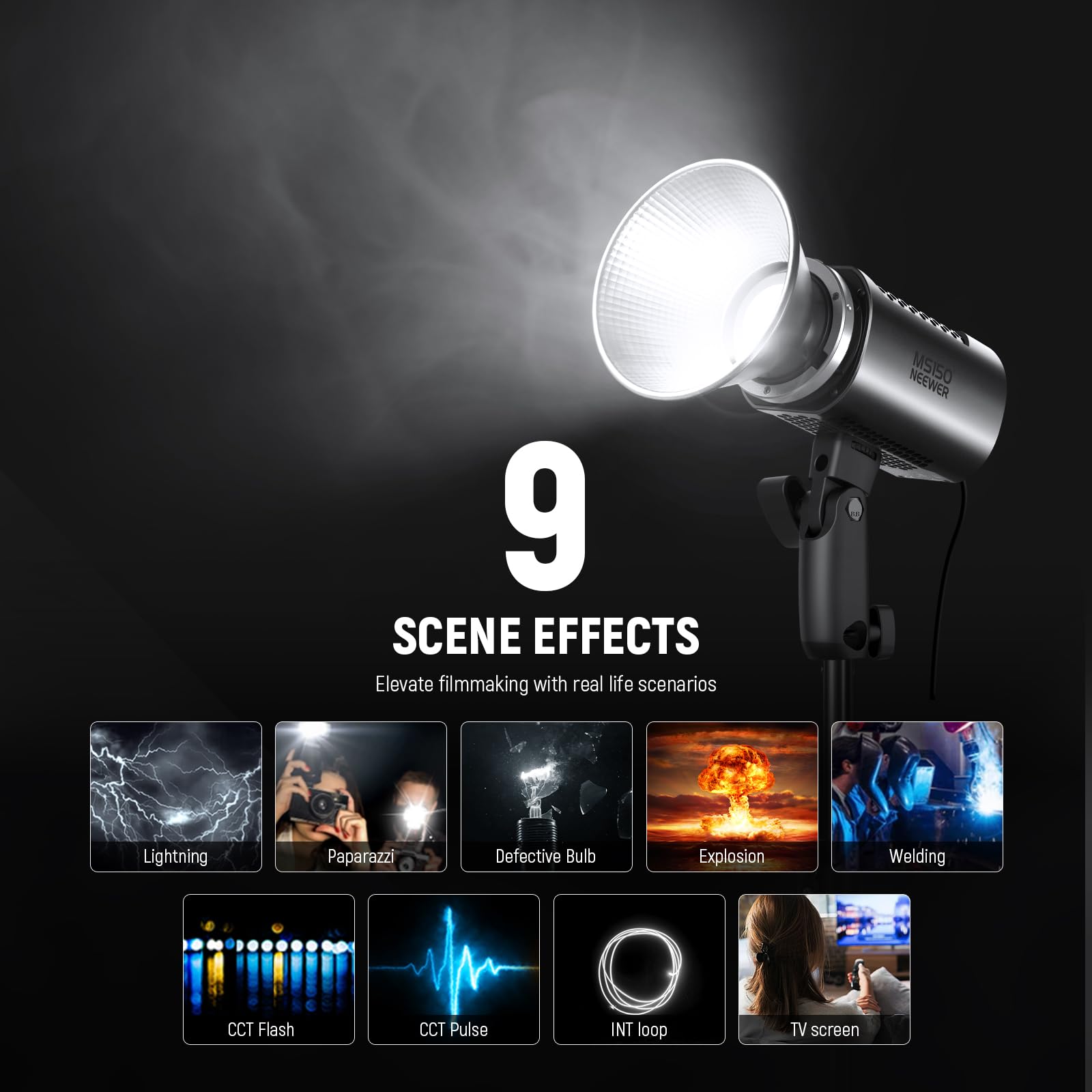 Foto 5 | Lámpara Led De Vídeo Neewer Ms150, 130 W, 5600 K, Luz Diurna De Estudio - Venta Internacional.