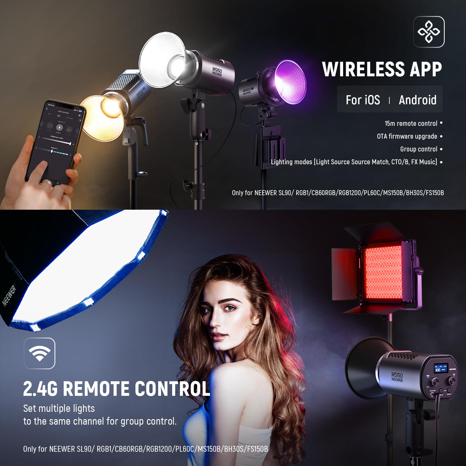 Foto 7 pulgar | Lámpara Led De Vídeo Neewer Ms150, 130 W, 5600 K, Luz Diurna De Estudio - Venta Internacional.