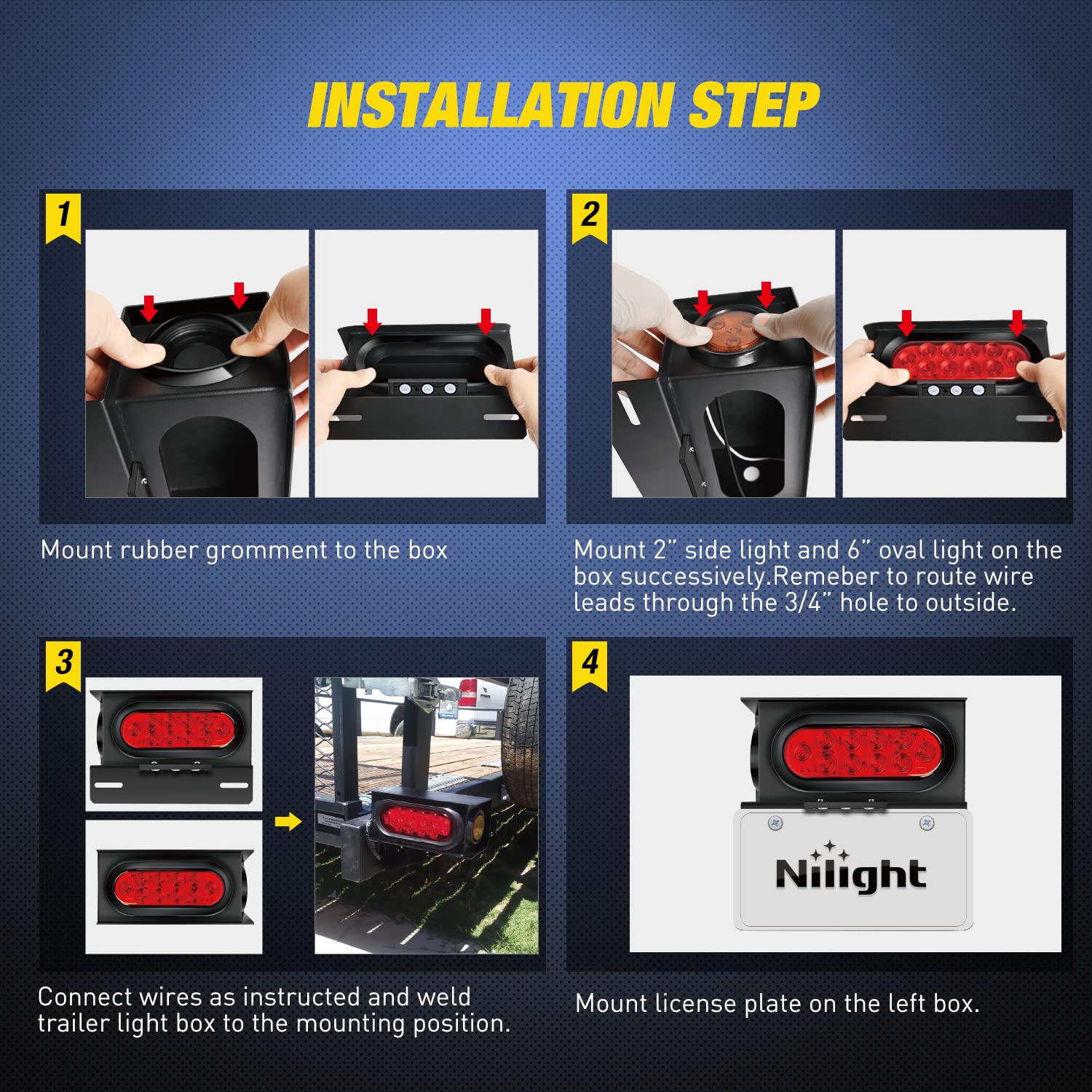 Foto 6 pulgar | Kit De Carcasas Para Cajas De Luz Para Remolque Nilight Con Licencia De 3 Led - Venta Internacional.