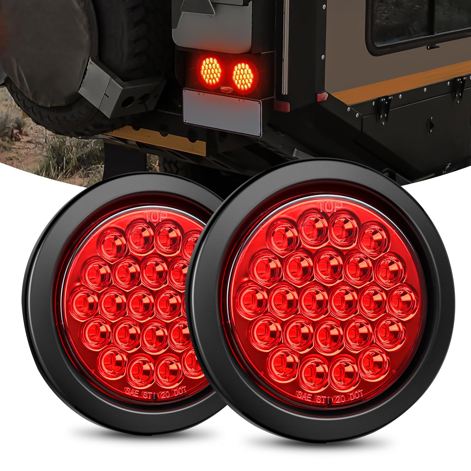 Foto 2 pulgar | Luz Trasera Para Remolque Nilight, Redonda, 4 Pulgadas, 24 Led, Color Rojo, 2 Unidades, 12 V - Venta Internacional.