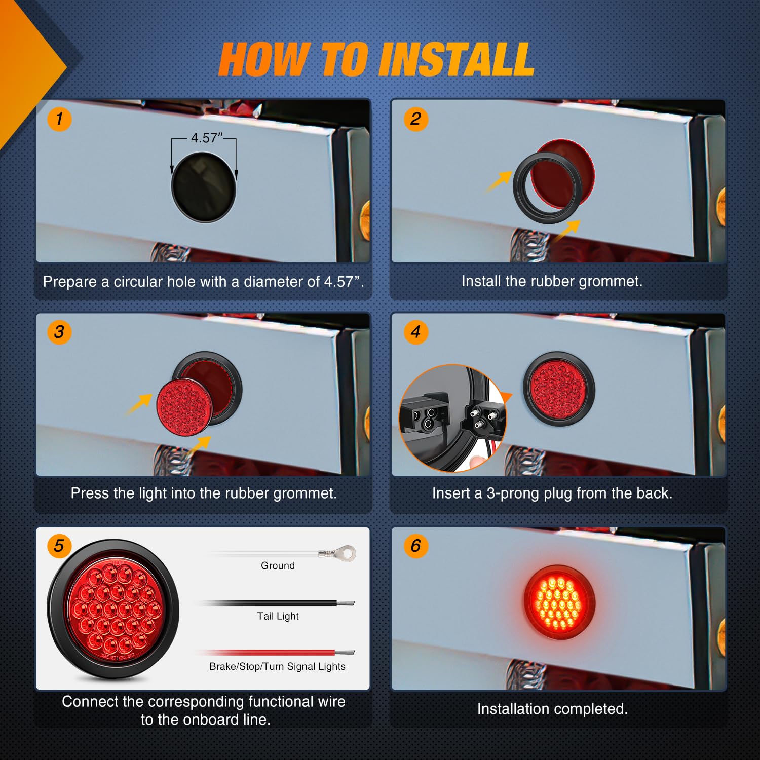 Foto 5 | Luz Trasera Para Remolque Nilight, Redonda, 4 Pulgadas, 24 Led, Color Rojo, 2 Unidades, 12 V - Venta Internacional.