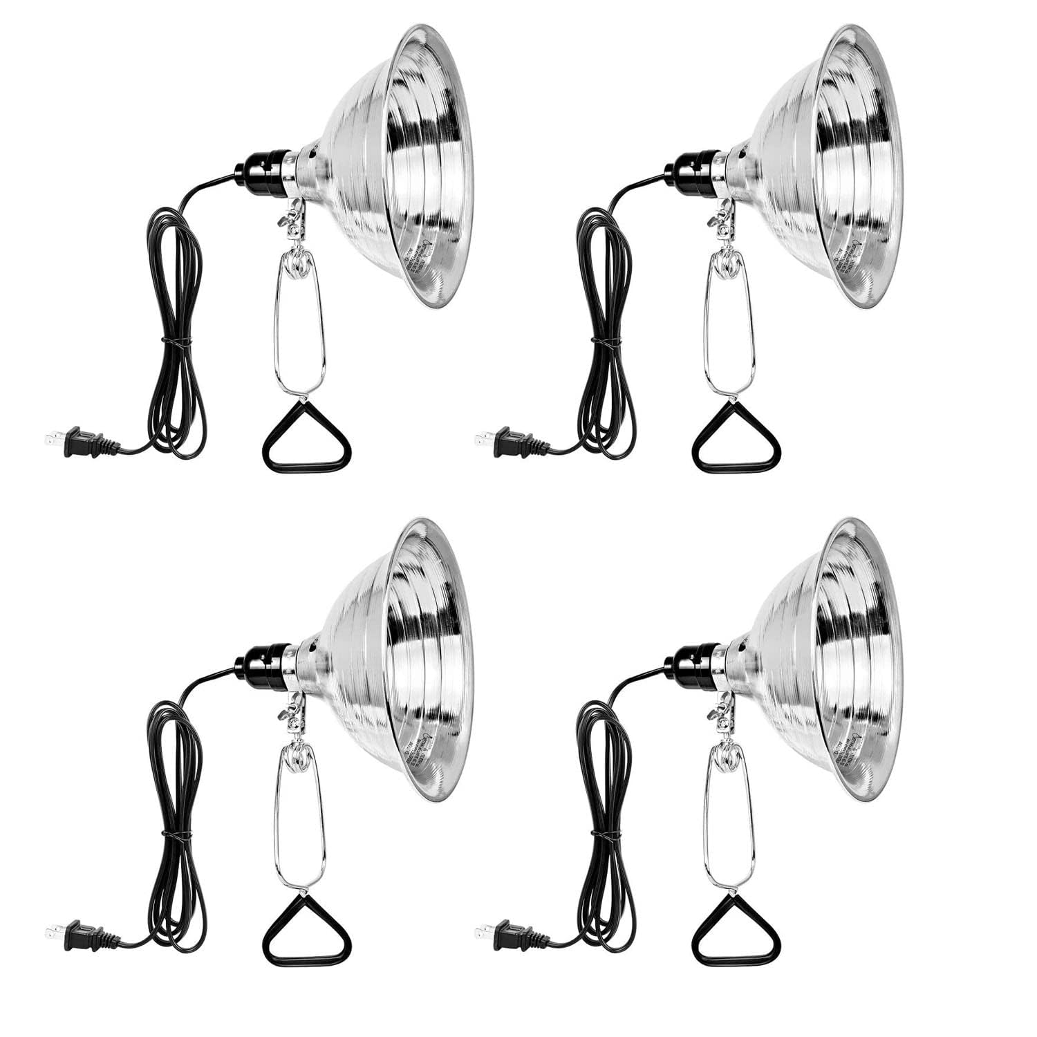Lámpara Clamp Simple Deluxe De 150 W Con Reflector De 8,5 Cm, Paquete De 4 Unidades, Color Negro - Venta Internacional.
