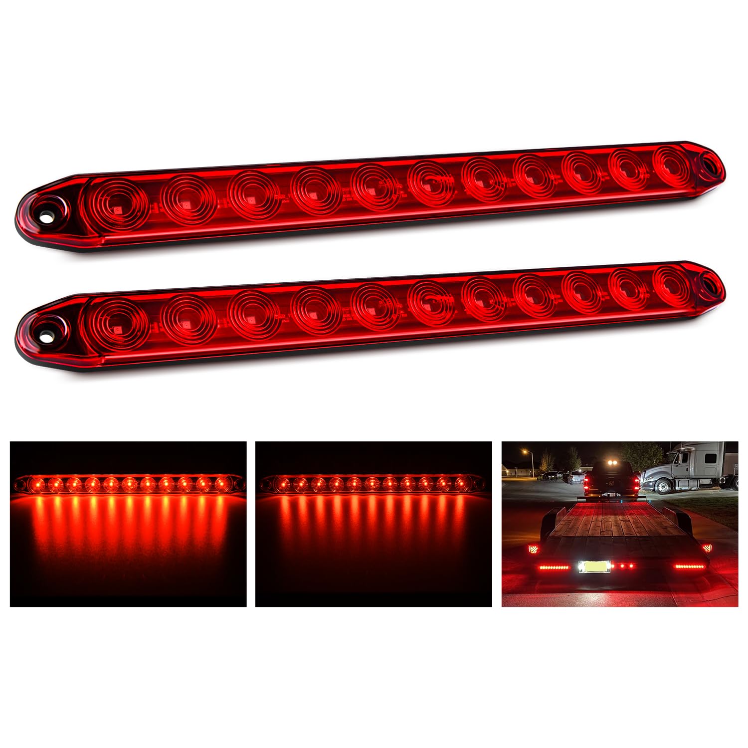 Barra De Luces Nilight Para Remolque, 16 Pulgadas, 11 Led, Roja, 2 Unidades - Venta Internacional.