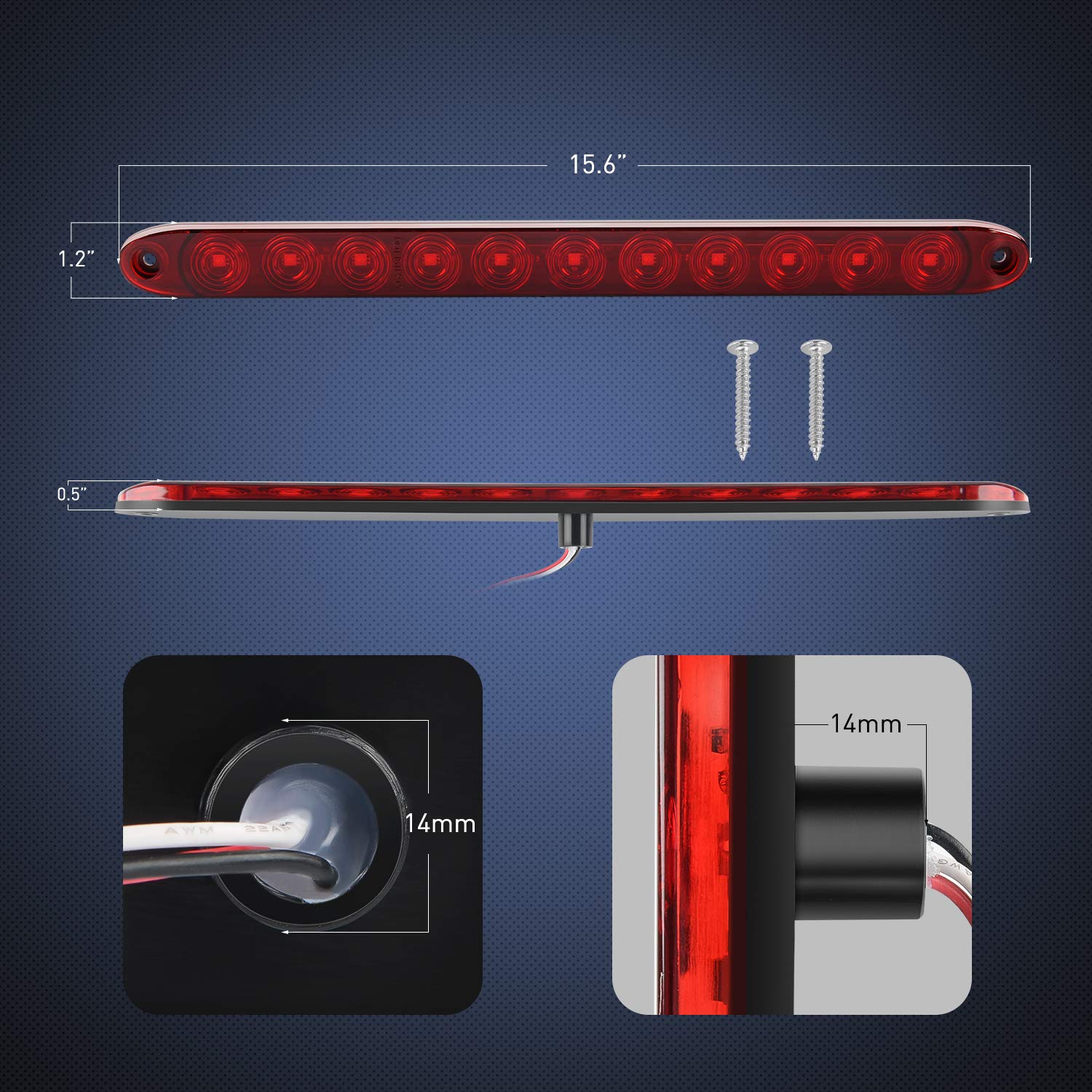 Foto 2 | Barra De Luces Nilight Para Remolque, 16 Pulgadas, 11 Led, Roja, 2 Unidades - Venta Internacional.