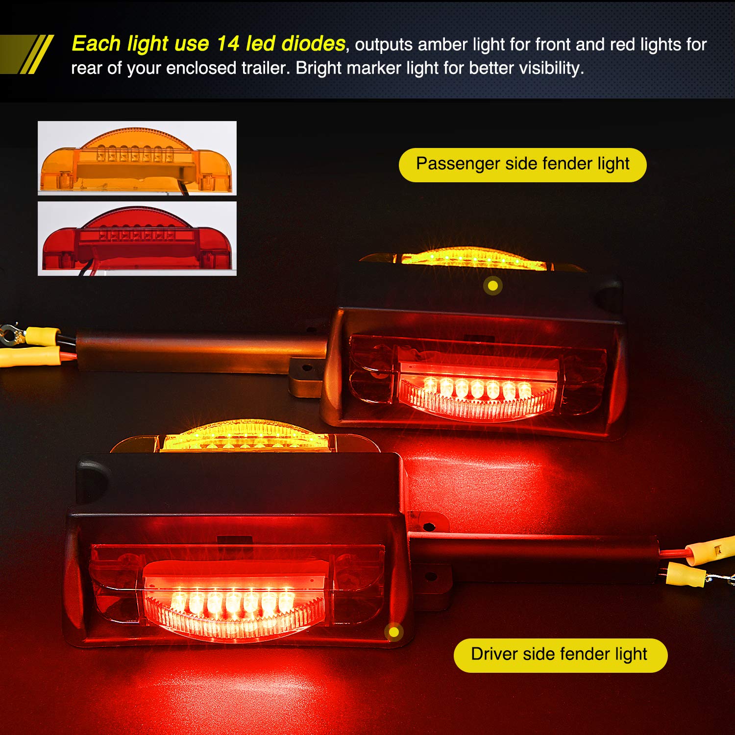 Foto 4 pulgar | Luces Led Nilight Para Guardabarros Para Remolque, 2 Unidades, Color Ámbar, Delanteras Y Rojas - Venta Internacional.