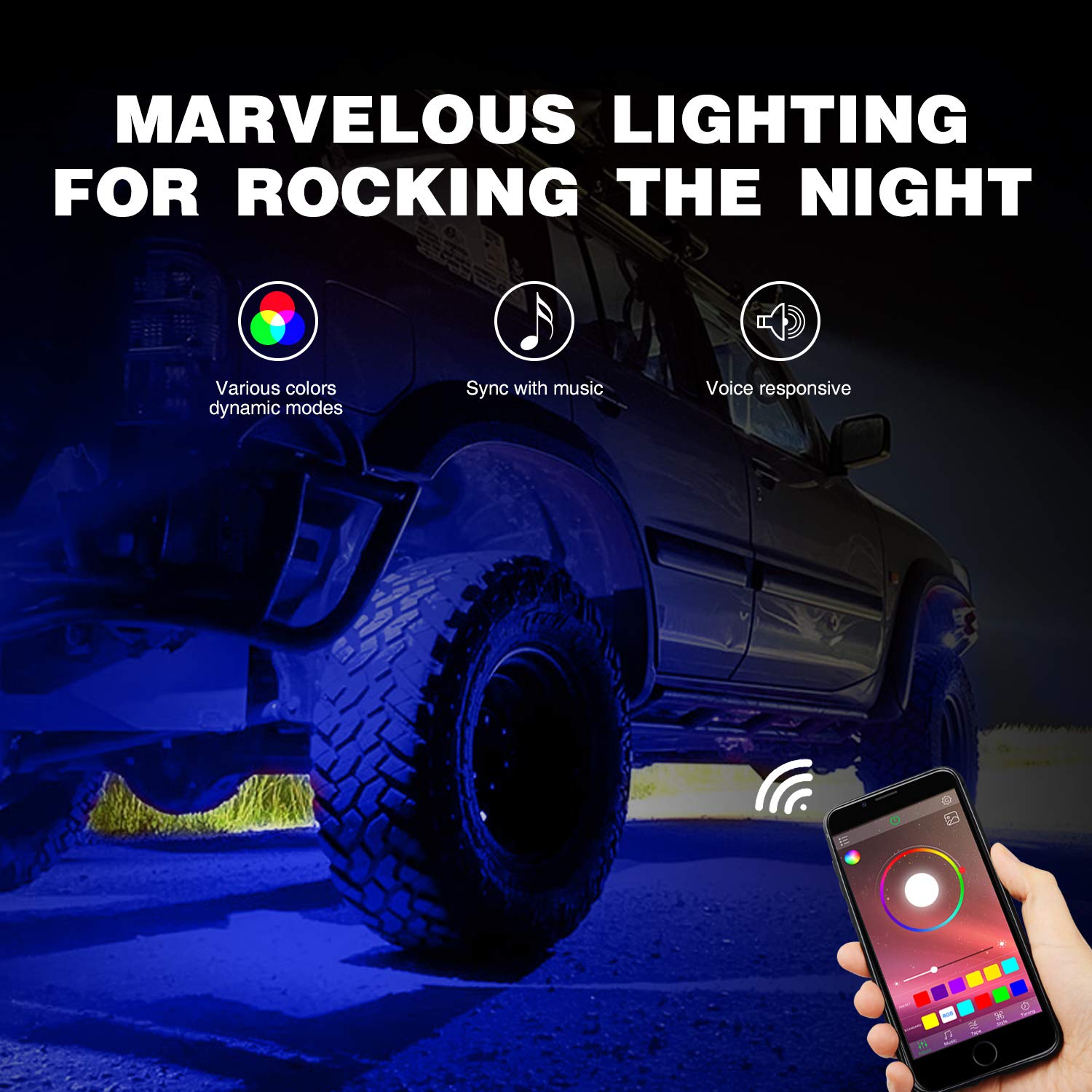Foto 2 | Kit De Luces Led Rgb Tipo Roca Nilight 4 Pods Underglow Truck - Venta Internacional.