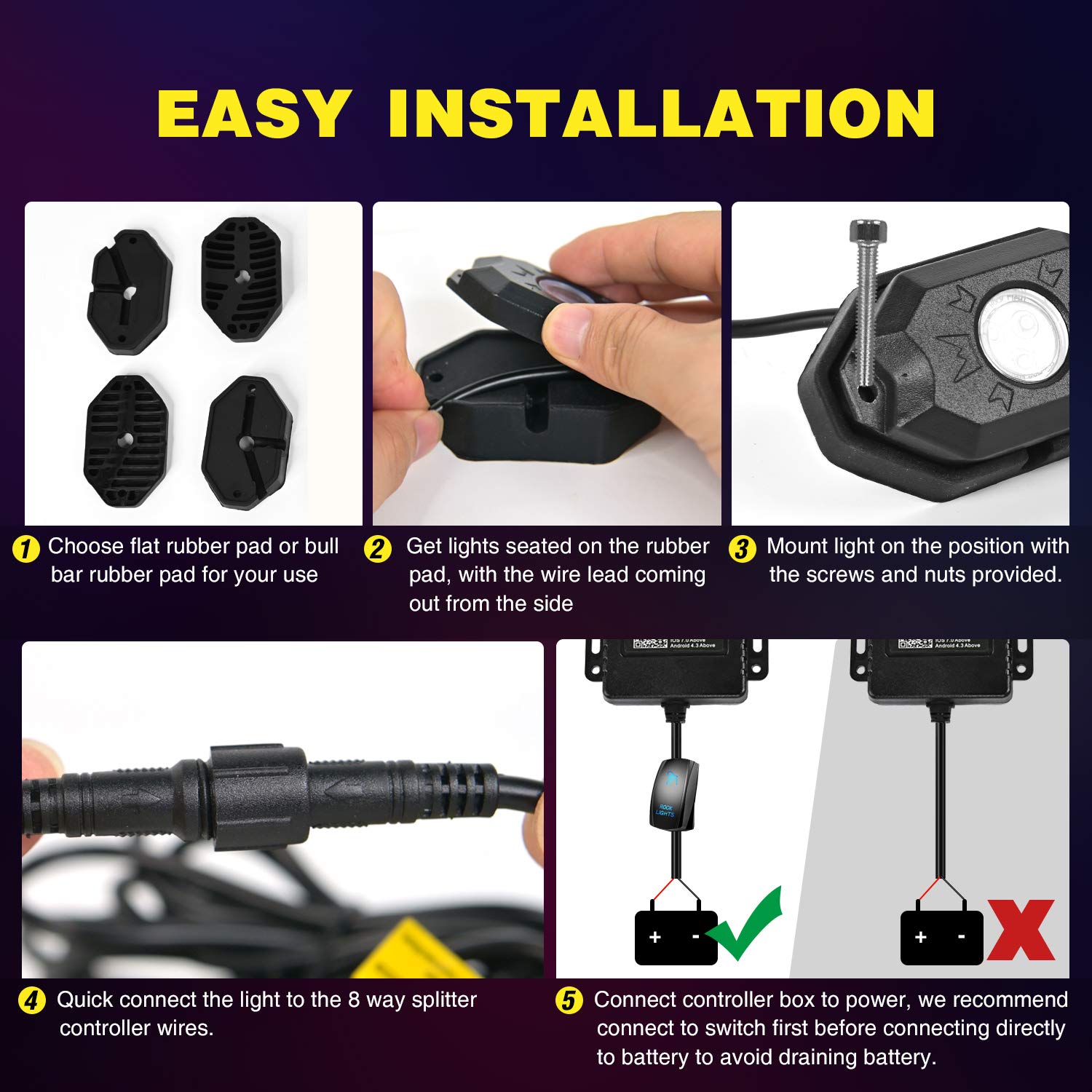 Foto 7 pulgar | Kit De Luces Led Rgb Tipo Roca Nilight 4 Pods Underglow Truck - Venta Internacional.